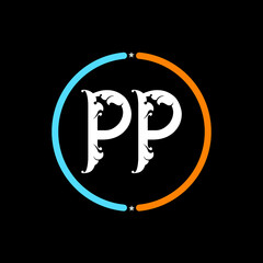 PP Letter Logo design. black background.