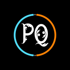 PQ Letter Logo design. black background.