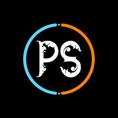 PS Letter Logo design. black background.