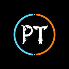 PT Letter Logo design. black background.