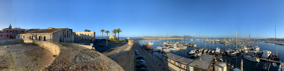 Fototapeta na wymiar Seafront bastions in Alghero, Sardinia, Italy