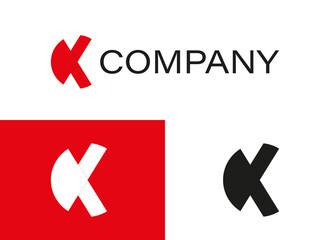 Abstract Initial Letter K Logo. Geometric Line with Half Circle Shapes  Letter K Isolated on Variation Background. Suitable For Business and Branding Logos. Flat Design Vector Template Elements