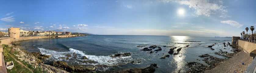 Seafront bastions in Alghero, Sardinia, Italy