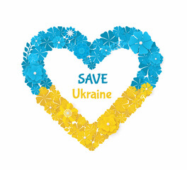 Stand with Ukraine concept background. Ukraine trident with floral pattern. Pray For Ukraine peace. Save Kyiv from Russia.