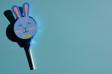 Easter bunny rabbit shaped chocolate lollipop