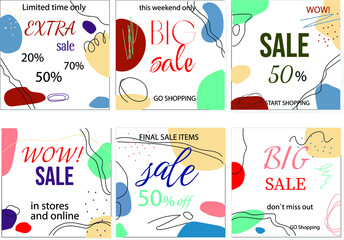 Naklejka premium Sale square banner template for social media posts,mobile apps,banners design and web internet ads.Vector.EPS10.