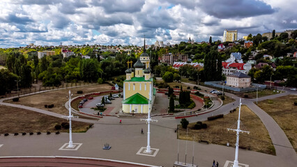 View from the height over the Admiralteyskaya square  and Uspensky Admiralteysky church in Voronezh.