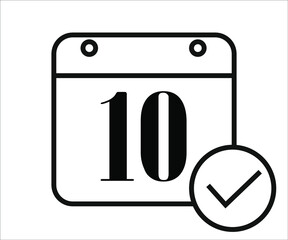 day 10 black and white calendar icon