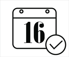 day 16 black and white calendar icon