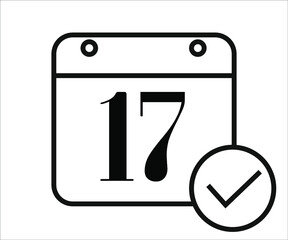 day 17 black and white calendar icon