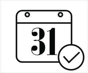 day 31 black and white calendar icon