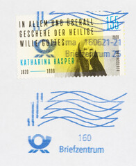 briefmarke stamp gestempelt used frankiert cancel gebraucht vintage retro nonne katharina kasper...