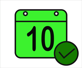 day 10 green calendar icon with white background.
days of the month