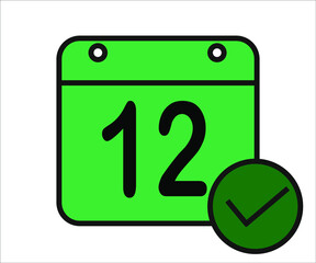 day 12 green calendar icon with white background.
days of the month