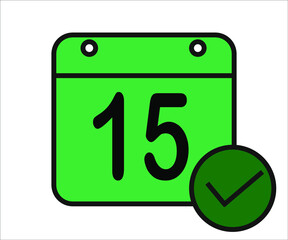 day 15 green calendar icon with white background.
days of the month