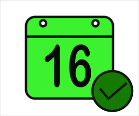 day 16 green calendar icon with white background.
days of the month