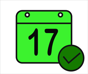 day 17 green calendar icon with white background.
days of the month