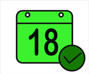 day 18 green calendar icon with white background.
days of the month