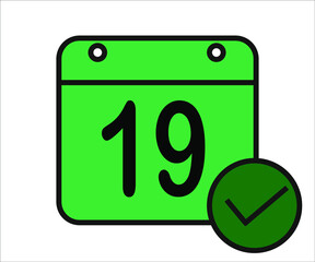 day 19 green calendar icon with white background.
days of the month