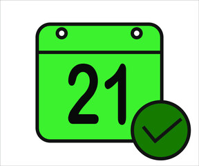 day 21 green calendar icon with white background.
days of the month