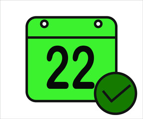 day 22 green calendar icon with white background.
days of the month