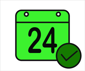 day 24 green calendar icon with white background.
days of the month