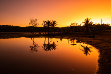 Obraz premium Sunrise, peace and silence at beautiful brazilian savannah. 
