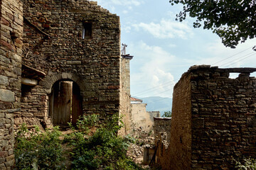 Kubachi, Republic of Dagestan, Russia - August 21, 2021: View of Kubachi, ancient mountain village, in Dagestan mountains.