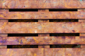 Empty wooden pallet for the transport of goods. View from above.