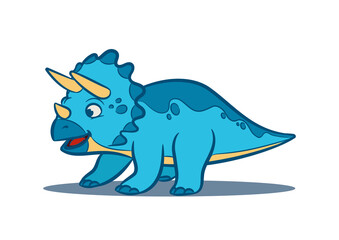 triceratops dinosaur cartoon isolated on white line © mollicart