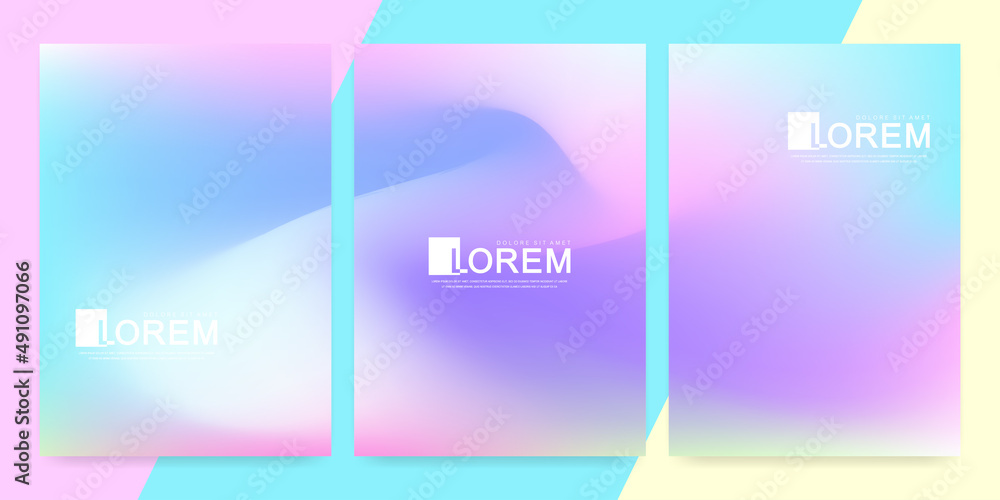 Poster trendy abstract mockup pastel colorful gradient art holographic templates in a4 size. suitable for p