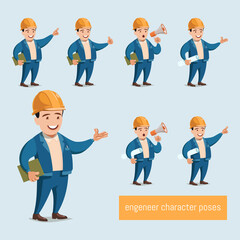 Set of Builder man wear blue jeans working character vector design.