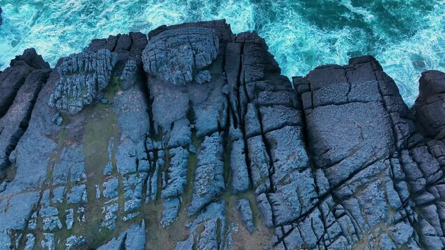 Landscape of the coastal cliffs in the surroundings of the Ajo Lighthouse and the Cuberris beach. Garlic, Cantabria, Spain, Europe