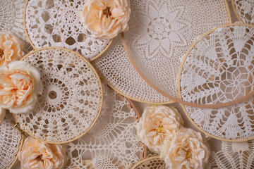 Crochet lace background. Design concept.
