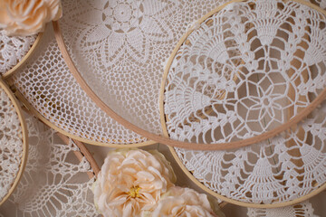 Crochet lace background. Design concept.
