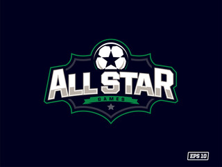 Modern professional emblem-logo with the image of a soccer ball. All Star