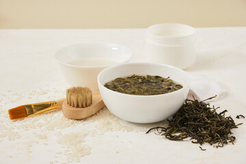 water from rice and tea for skin care, fermented cosmetics at home, natural ingredients for self-care