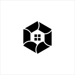 hexagon abstract vector and house logo