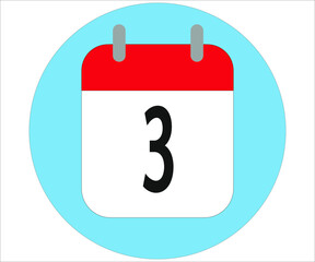 day 3 red calendar icon with blue circle on white background