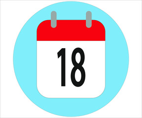day 18 red calendar icon with blue circle on white background