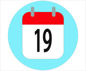 day 19 red calendar icon with blue circle on white background