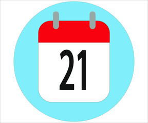 day 21 red calendar icon with blue circle on white background