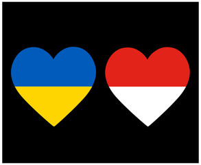 Ukraine And Monaco Flags National Europe Emblem Heart Icons Vector Illustration Abstract Design Element