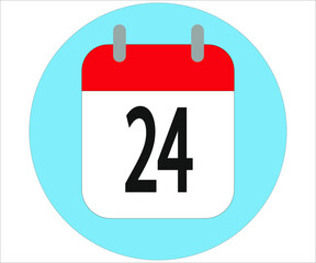 day 24 red calendar icon with blue circle on white background
