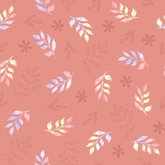 Floral pattern seamless. Leaves liquid ink. Colorful pastel. Vector illustration.