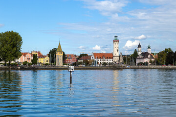Lindau, Germany. Beautiful view of the port and buildings on the waterfront