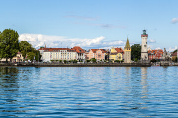 Lindau, Germany. Beautiful view of the embankment from the water