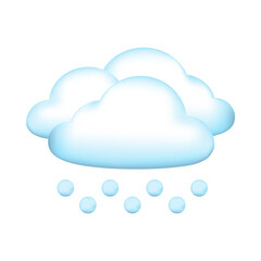 3D cartoon icon the weather forecast. Hail. Vector illustration.