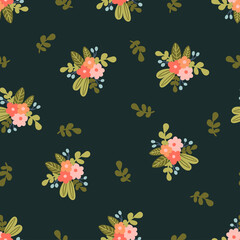 Fototapeta na wymiar Floral composition spring vector seamless pattern. Texture for fabric, textile, wrapping paper.