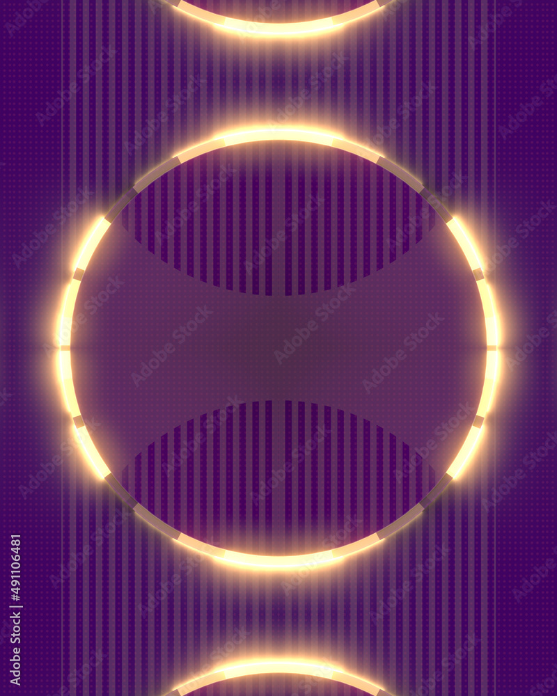 Poster Abstract geometric shape with a luminous ring in the center. 3d rendering digital illustration